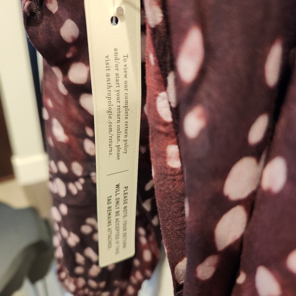 Anthropologie Cloth & Stone Printed Midi Dress, Wine, Size US S - Picture 4 of 13